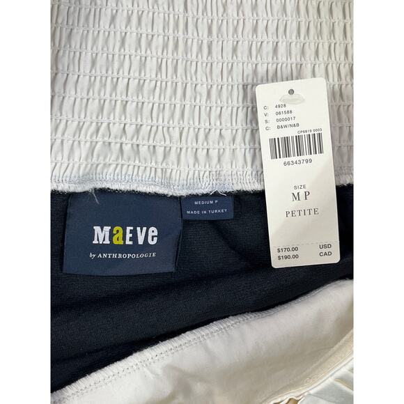 Maeve Anthropologie Bow Front Mini Dress Black White NWT Medium Petite - Picture 3 of 14